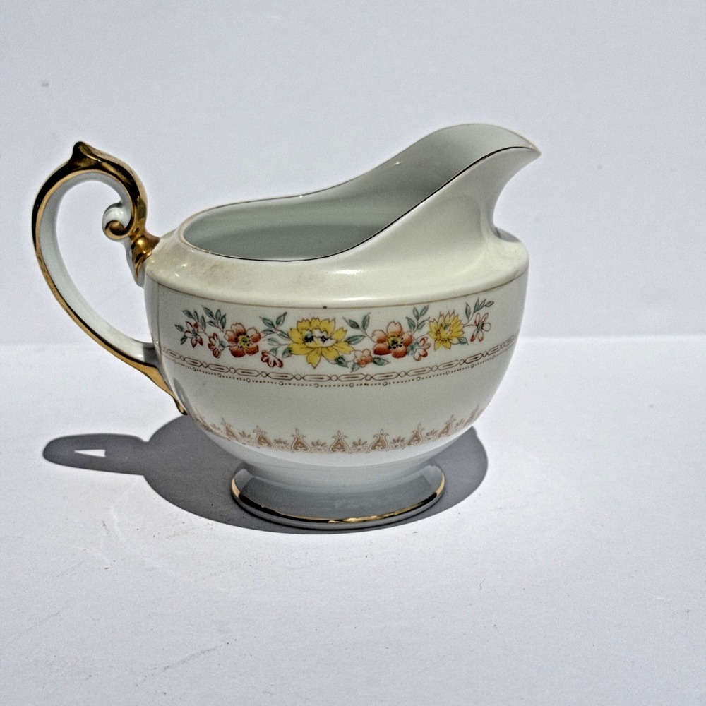 Meito China FONDA Creamer Gold Trim Hand Painted Floral 4" tall